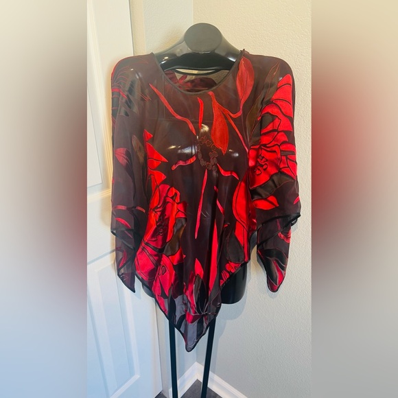 GORGEOUS rich floral sheer tunic OS - Picture 1 of 6